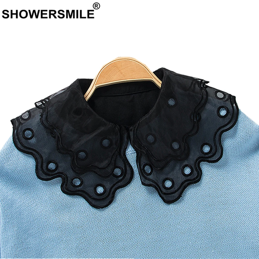 SHOWERSMILE черно-белый съемный воротник с вышивкой винтажные весенне-летние