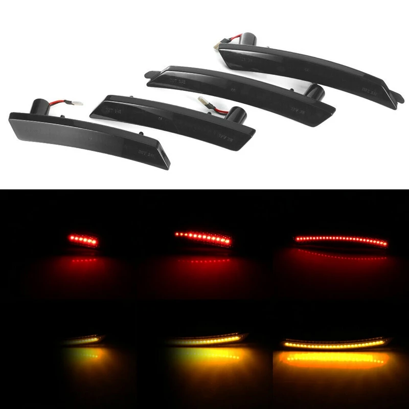 4Pcs Sequential Smoked Lens Amber/Red Led Side Marker Lights for MINI Cooper R55 R56 R57 R58 R59 R60 R61 2007-2015 | Автомобили и