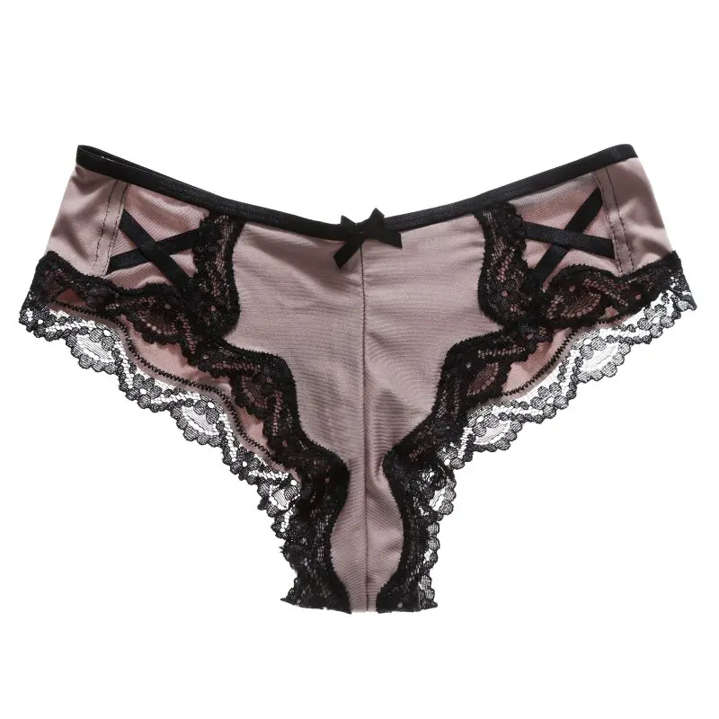 

Женские кружевные трусы с заниженной талией, дышащие треугольные трусы с прострочкой и бантом