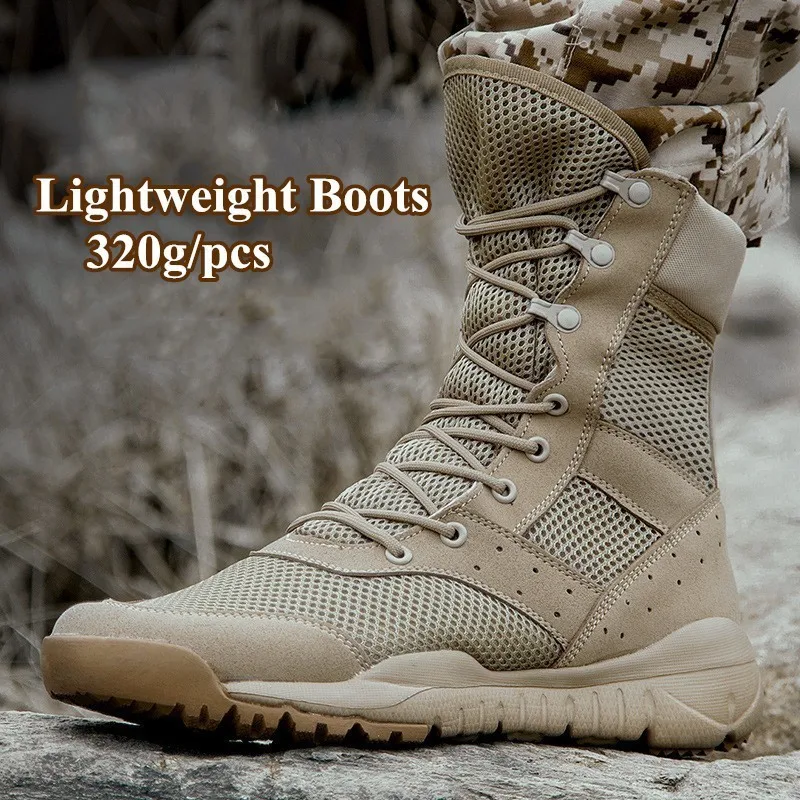 34 49 Size Men Women Ultrallight Outdoor Climbing Shoes Tactical Training Army Boots Summer Breathable Mesh Hiking Desert Boot