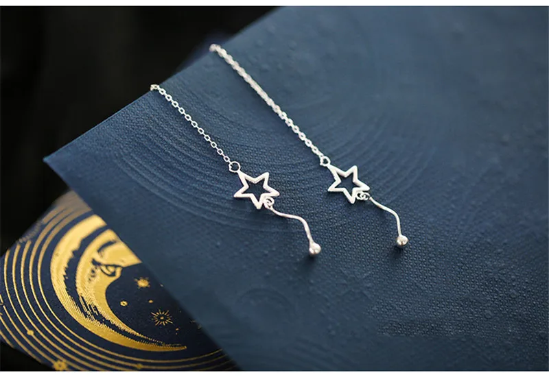 Серьги-подвески женские из серебра 925 пробы с полыми звездами | Украшения и