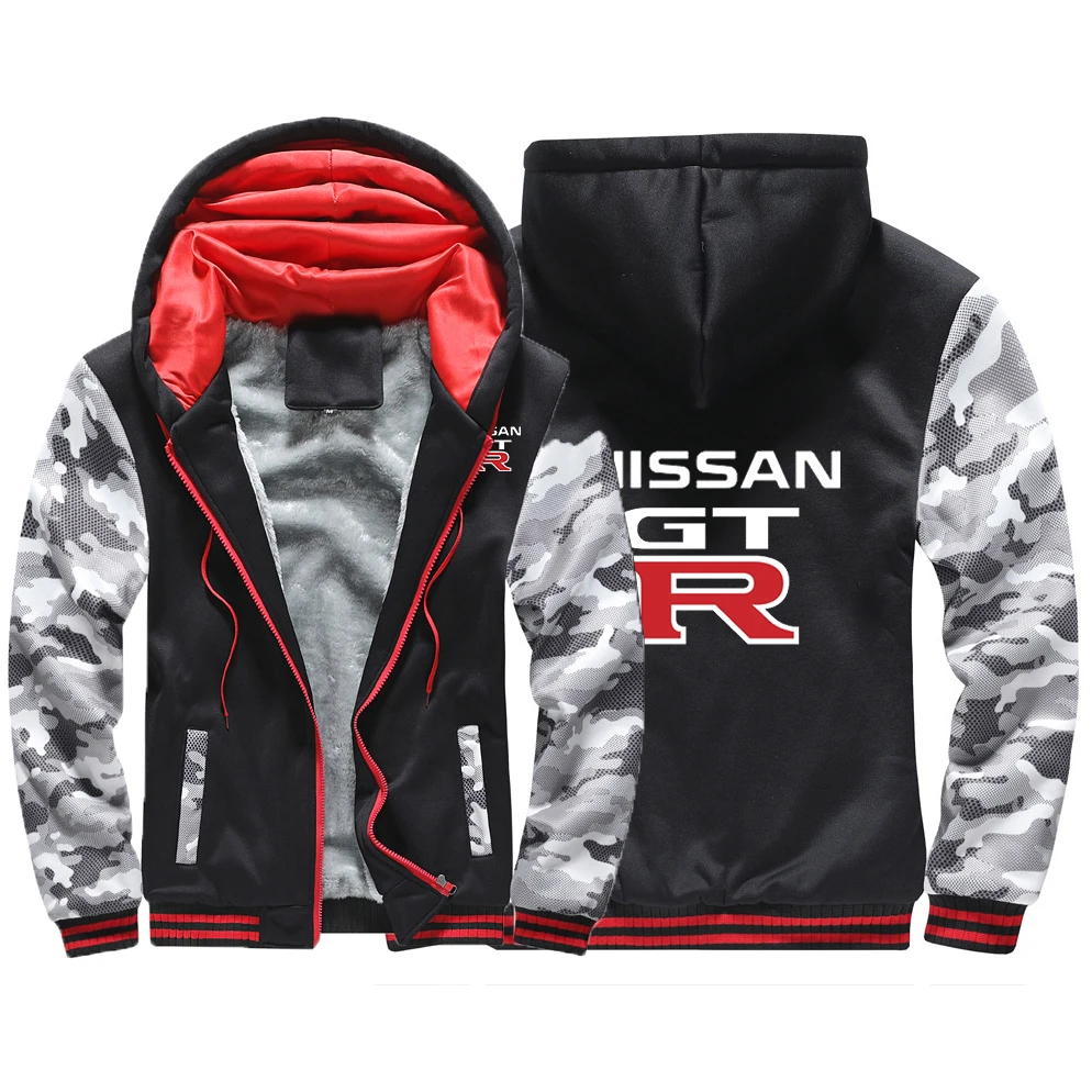 

GTR Men's Winter Zipper Hoodie Printing Thicken Plus Cotton Padded Comfortable Jacket Sweatshirt Coat