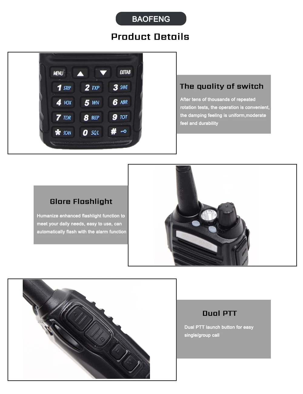 Baofeng UV-82 рация 8 Вт двойной PTT двухстороннее радио 2800 мАч Двухдиапазонный портативный 10 км приемопередатчик UV82 рация CB радио