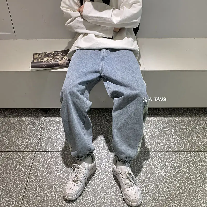 Jeans Men's Straight Loose Casual Korean Style Trend All-match Boys Long Pants