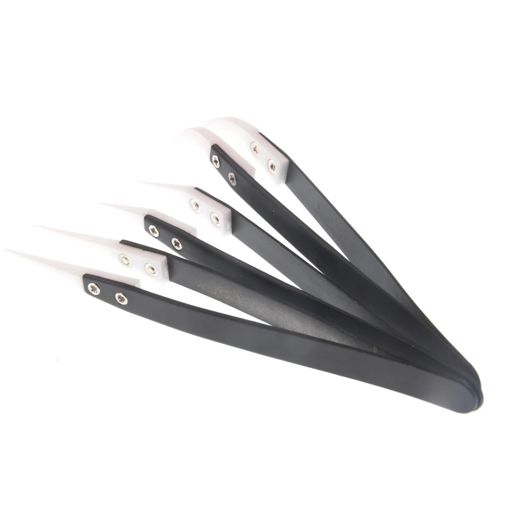 

Anti-Static Ceramic Tweezers Stainless Steel Electronic Cigarette Industrial Ceramic Tweezers Insulated Straight Curved Tip