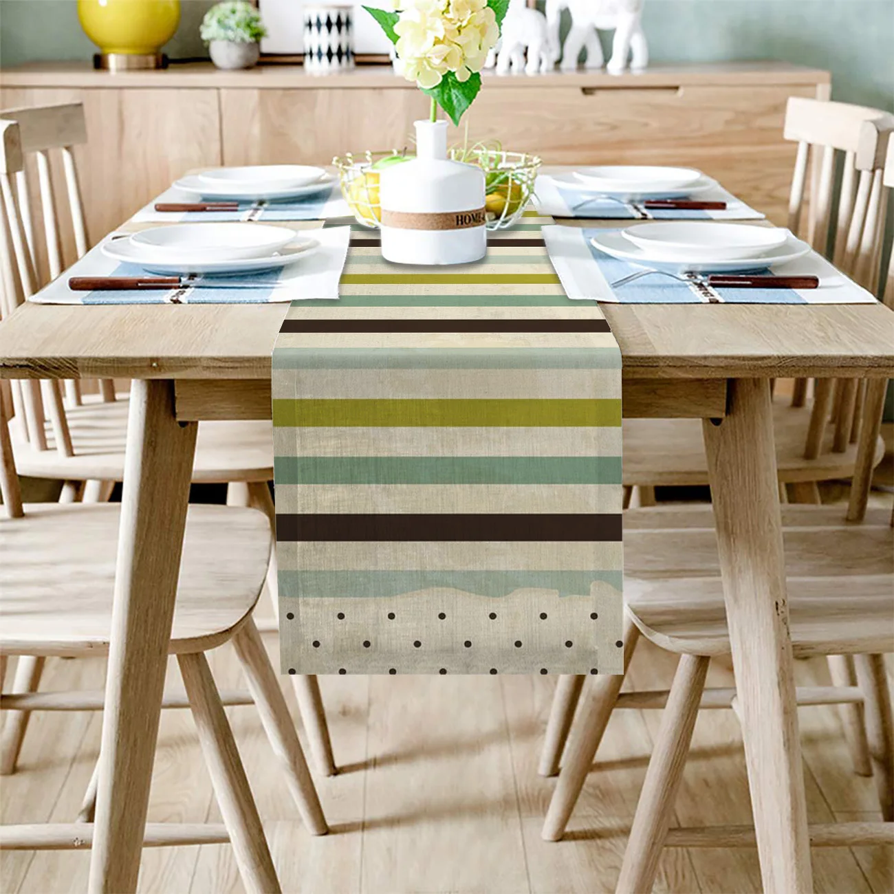 Ретро Цвет линии точки желтая настольная дорожка современный льняные и