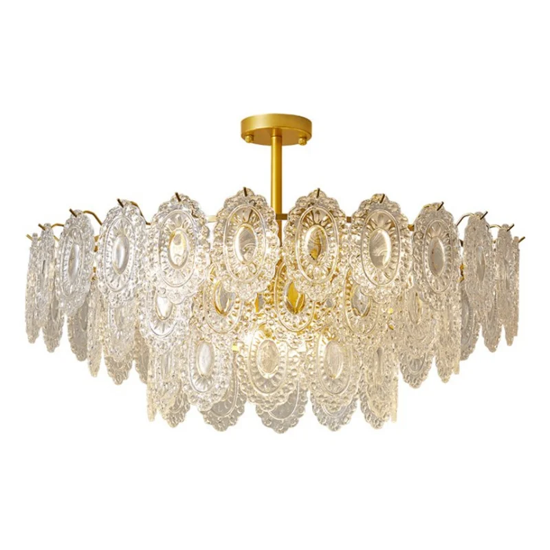 

Modern French Light Luxury Large Crystal Glass Chandelier Bedroom Living Room Lamp Dining Table Ceiling Suspension Light Fixture