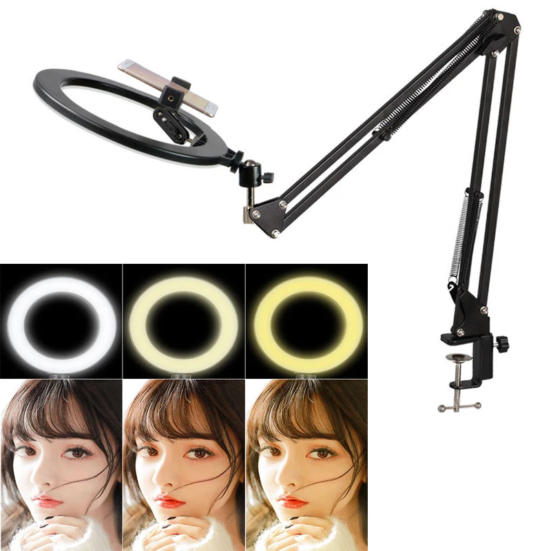 Зажимная лампа 26 см/10 &quotсветодиодный кольцевой светильник с держателем для