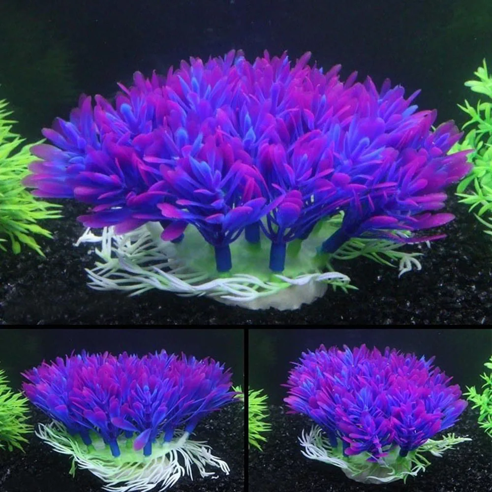 Искусственное мягкое фиолетовое растение имитация аквариума искусственные