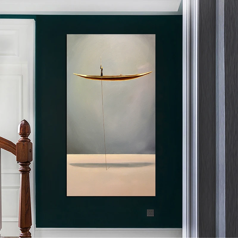 С сусальным золотом лодка Куадрос холст Картины абстрактные природный пейзаж