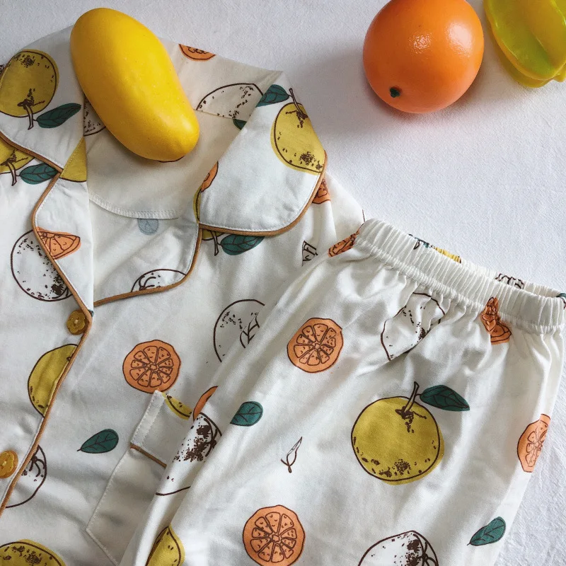

Women's Pajamas Cartoon Fruit Print Home Casual Wear Cute Loose Korean Style Pajamas Set SleepWear