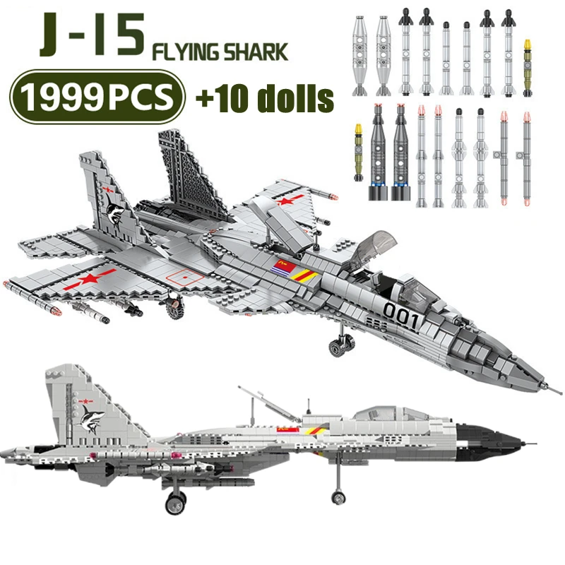 

Technical Military Airplane J-15 Flying Shark Carrier Aircraft Building Blocks Ideas Fighter Bricks Educational Toys For Boys