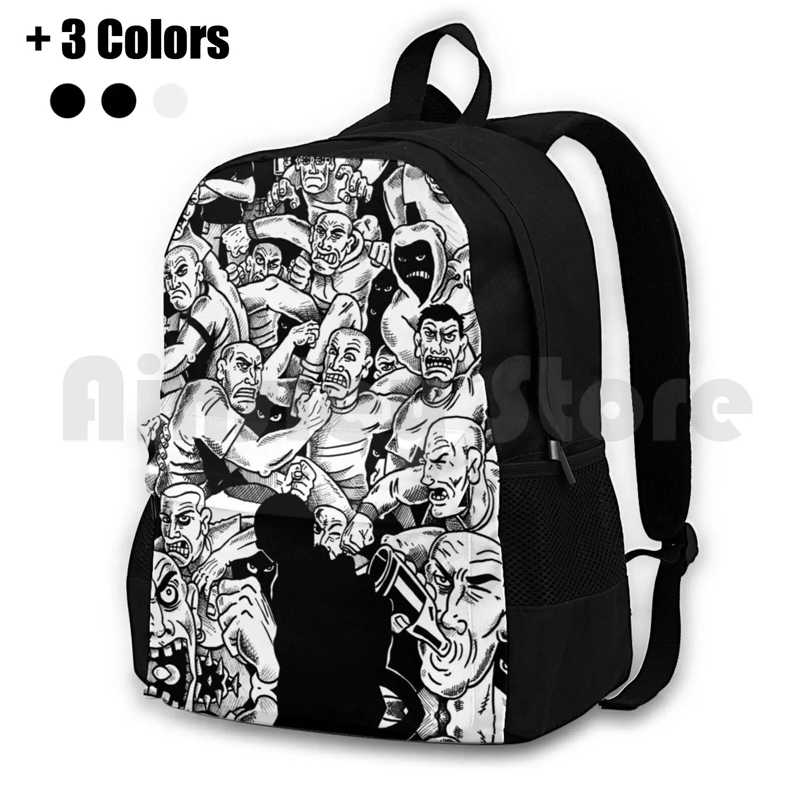 

Mosh Pit Scene Outdoor Hiking Backpack Waterproof Camping Travel Mick Lambrou Punk Hardcore Punkrock Oi Tattoo Music Tough Mosh