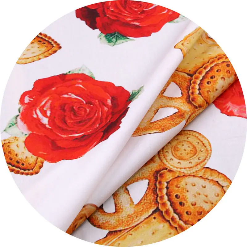 

Thin digital print cotton fabric 60S cotton poplin for women children kids clothing Biscuits printed Fabric Sewing DIY tissus