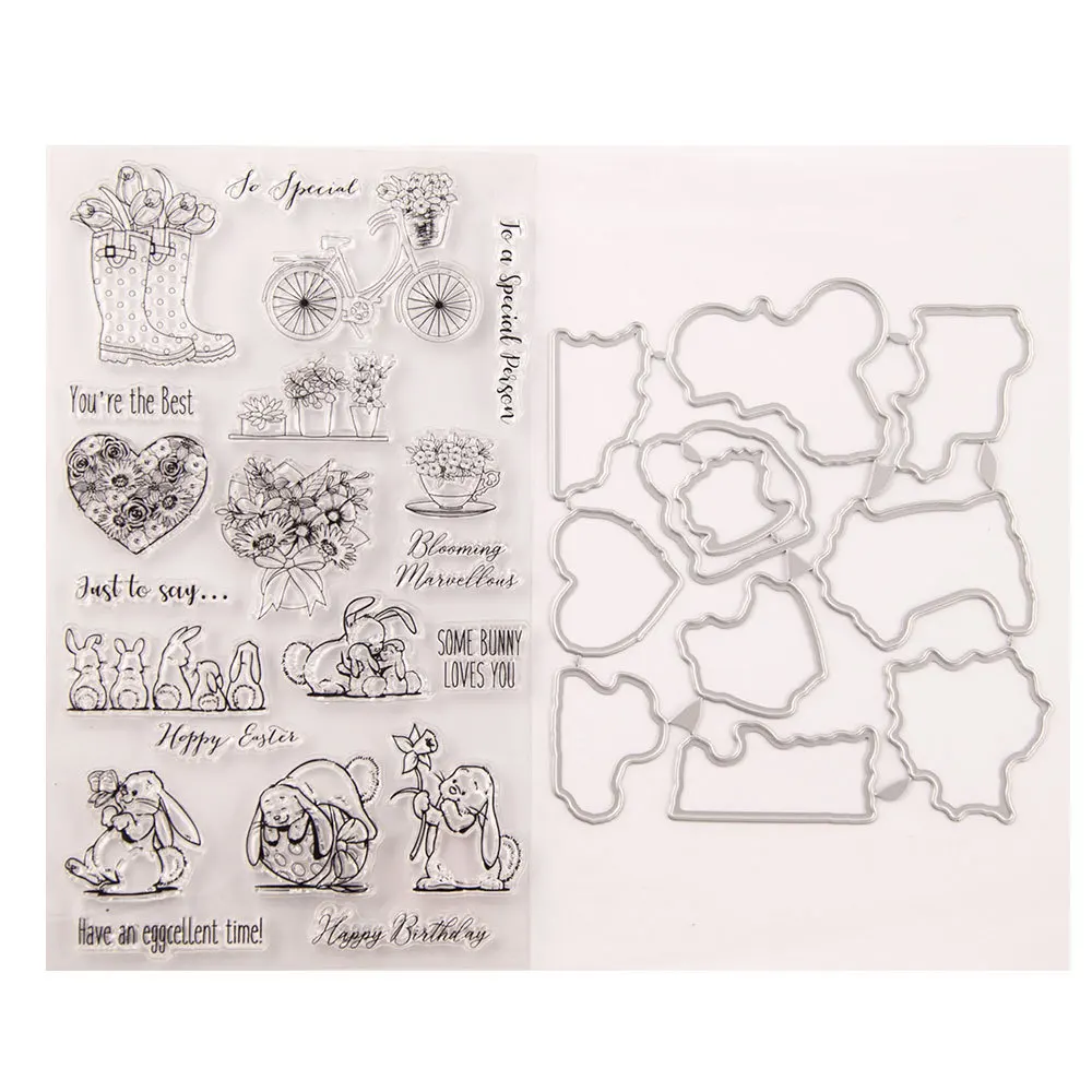 

Cutting Dies Christmas Metal Cutting Die Stencils Die Cut for DIY Scrapbooking Album Paper Card Embossing T1684 Rabbit Vase