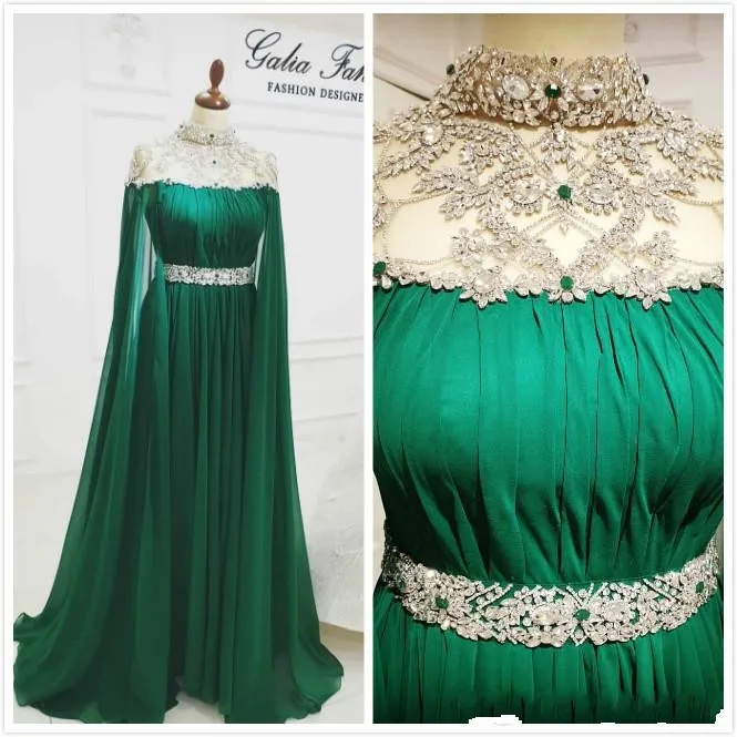 Aso Ebi зеленый Охотник арабские вечерние платья бисерные на выпускной с