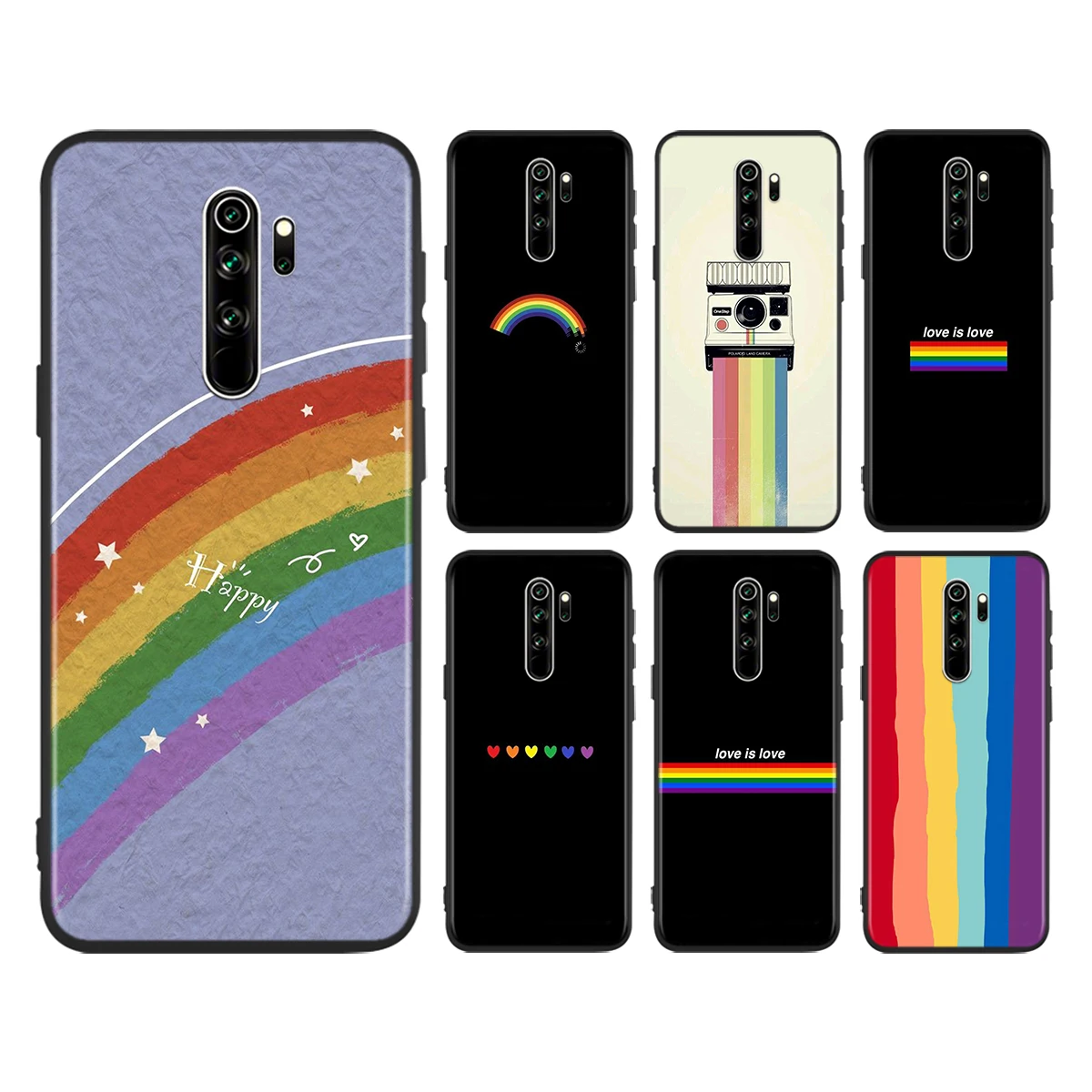 

Phone Case For Xiaomi Redmi K40 Gaming K30i K30T K30S K30 Ultra K20 10X Pro 5G Rainbow love is love happy Black Soft Cover