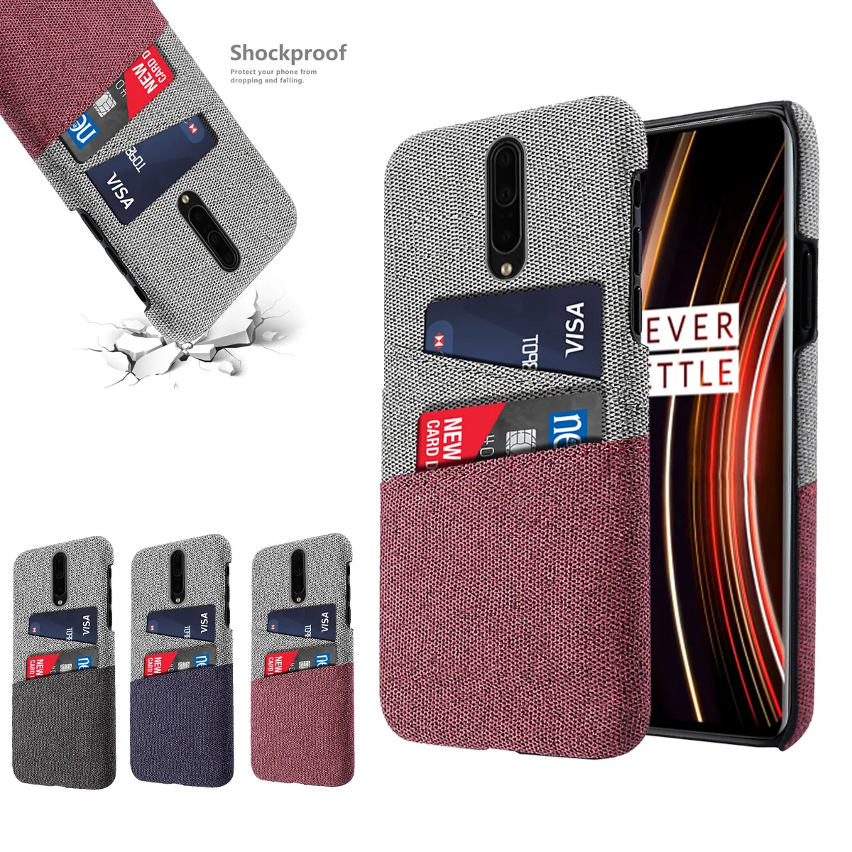 For OnePlus 7T Pro 7 Phone Back Case Slim Retro Woven Fabric Cloth Anti-scratch Hard PC Shockproof Cover Coque |