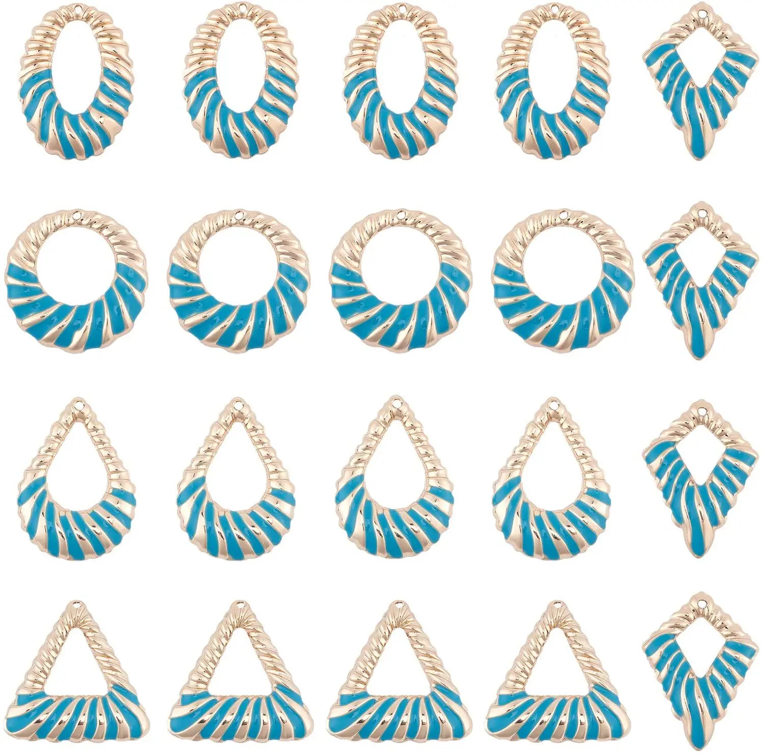 

1 box of 20 pieces of 5 shapes gold-plated triangle round oval enamel pendant female jewelry making necklace earrings DIY