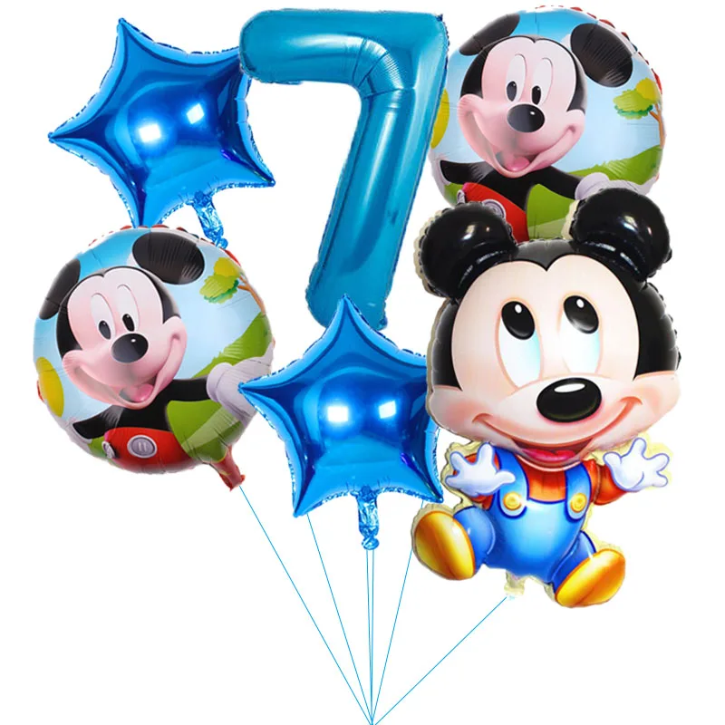 

6PCS Disney Mickey Minnie Mouse Balloon Combination Baby Shower Birthday Party Decorations Supplies Kids Classic Toy Gift
