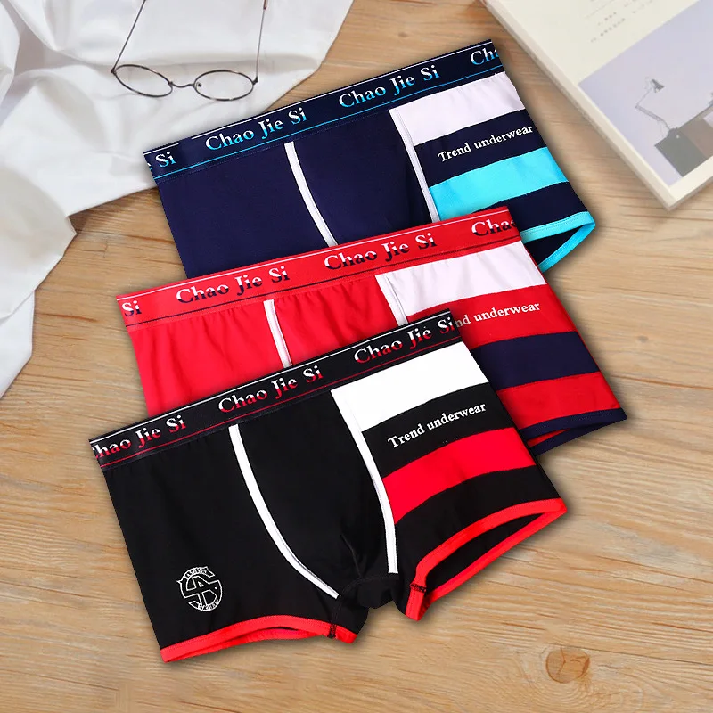 

1pcs Men's underwear flat corner underpants cotton quarter pants breathable men's fashion personalized sexy printed underwear