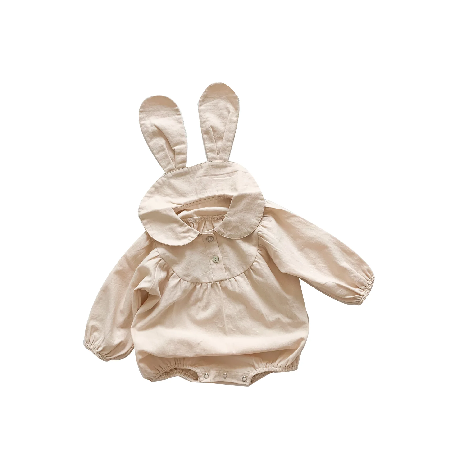 

Spring 2021 Baby Jumpsuit New Rabbit Ears Long Sleeve Solid Color Korean Cute Romper Girls Clothes