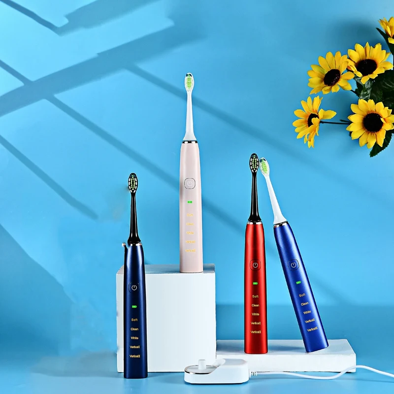

UltraSonic Electric Toothbrush with 5 Modes Smart Timer 4 Brush Heads Whitening Toothbrush
