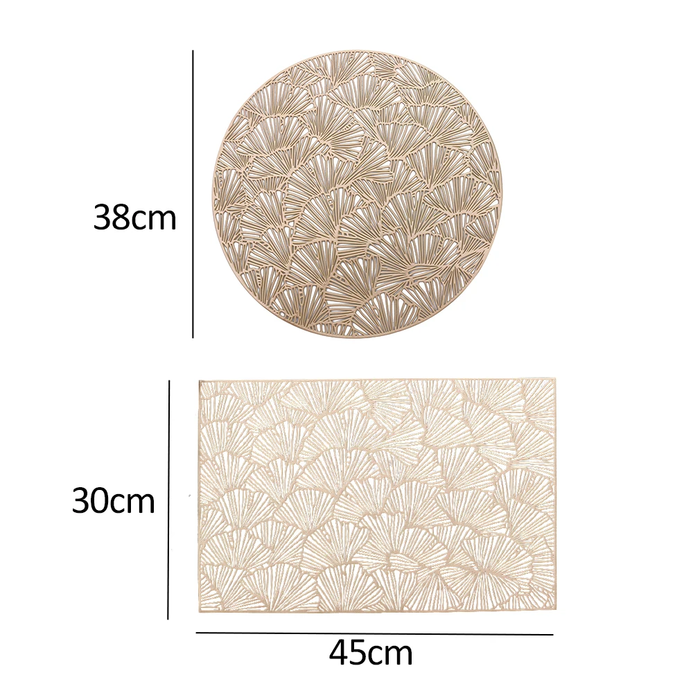 

PVC Rectangle hollow placemat,table mat, Ginkgo Biloba Decorative Placemats non-slip placemat set, kitchen accessories coaster