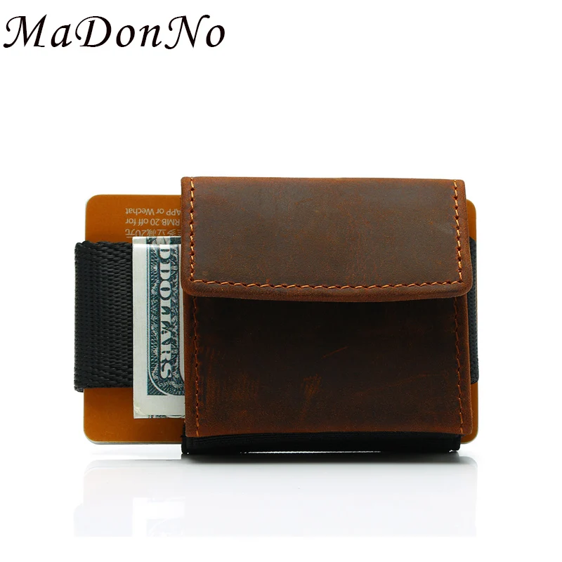 Мужской Тонкий минималистичный кошелек из натуральной кожи держатель для