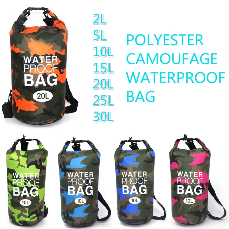 

Waterproof Swimming Bag Dry Sack Camouflage Colors Fishing Boating Kayaking Storage Drifting Rafting Bag 2L 5L 10L 15L 20L 30L