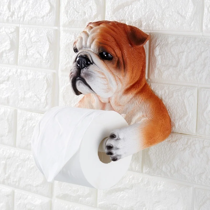 

AmazingBuy Dog Violent bear Toilet Hygiene Resin Tray Free Punch Hand Tissue Box Household Paper Towel Holder Reel Spool Device