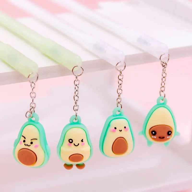 

4pcs Creative Avocado Pendant Funny Expression Gel Pen Ink Pens Stationery Gift