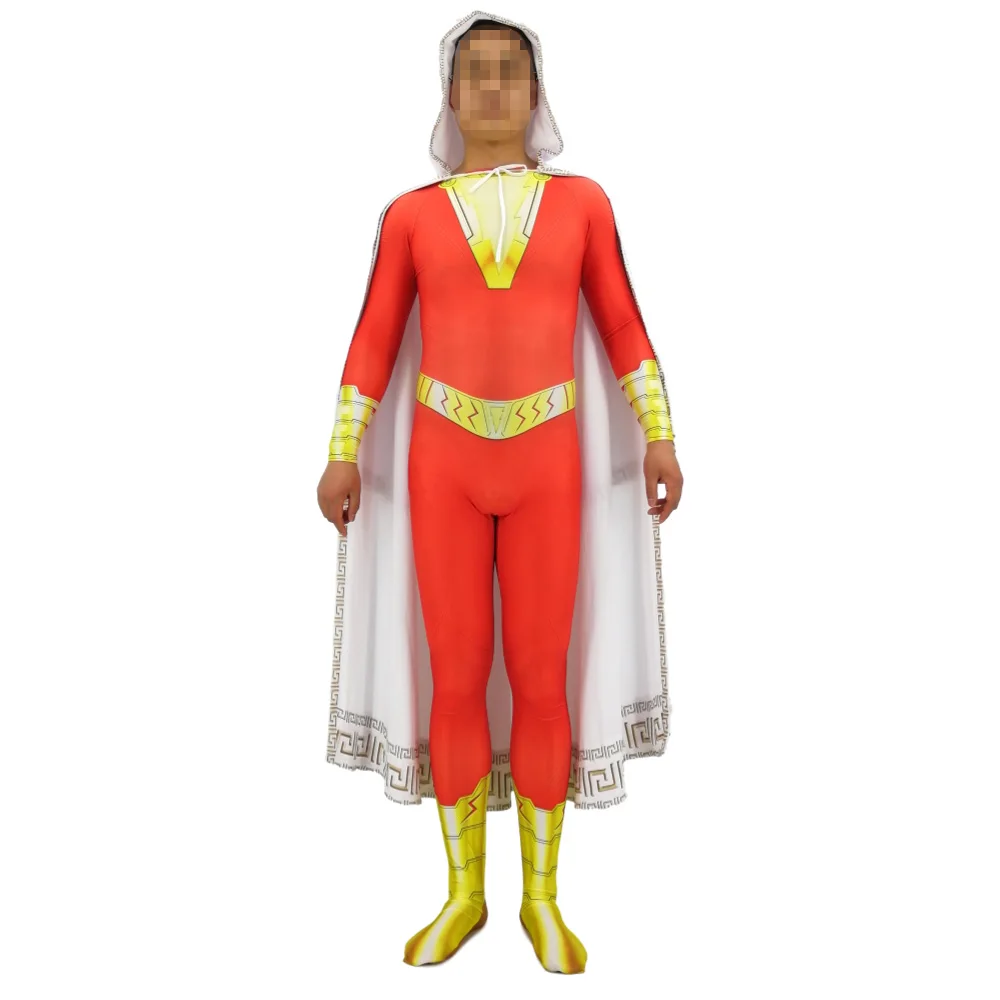 Костюм для косплея Shazam с 3D принтом костюм капитана зентай костюмированной вечеринки костюмы на Хэллоуин