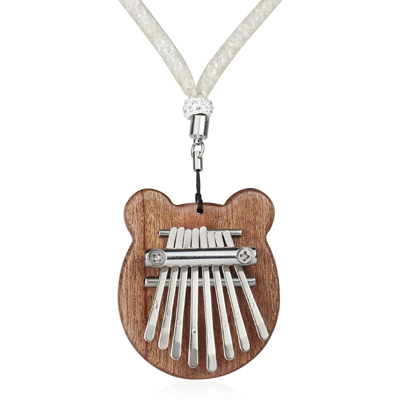 

8 Key Mini Kalimba Finger Thumb Piano Marimba Solid Wood Gift Lanyard Pendant