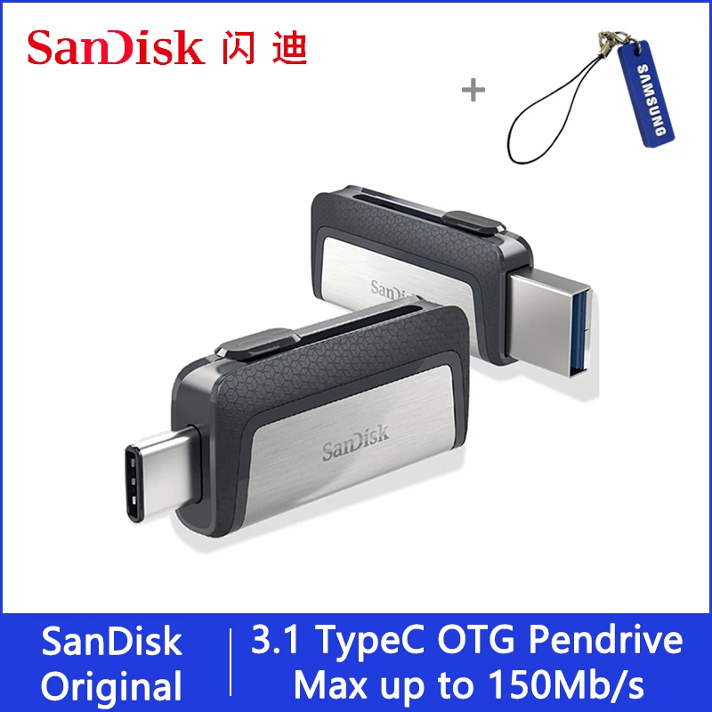 Sandisk type C OTG USB флэш-накопитель 64 128 ГБ Флешка 128 Гб 64 ГБ 32 ГБ 256 ГБ флеш-накопитель 3,1 USB флешка диск на ключе памяти для телефона