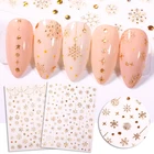 3D наклейки для ногтей, 1 шт., Рождественская Переливающаяся снежинка на Золотой Серебряный ноготь год, декоративные наклейки для ногтей