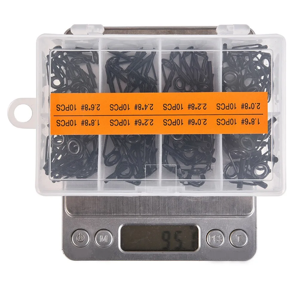 

80PCS Fishing Rod Guide Tips Top Eye Rings Line Repair Kit 8 Sizes Set Durable Fish Replacement Tackle Pesca Fishing Accessories