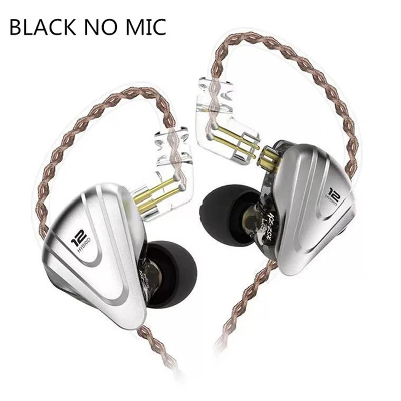 black no mic KZ ZSX Терминатор 5BA+ 1DD 12 блок гибридные наушники-вкладыши HIFI металлическая гарнитура Музыка Спорт ZS10 PRO AS12 AS16 ES4 ZSN PRO DMG DMS - Цвет: black no mic