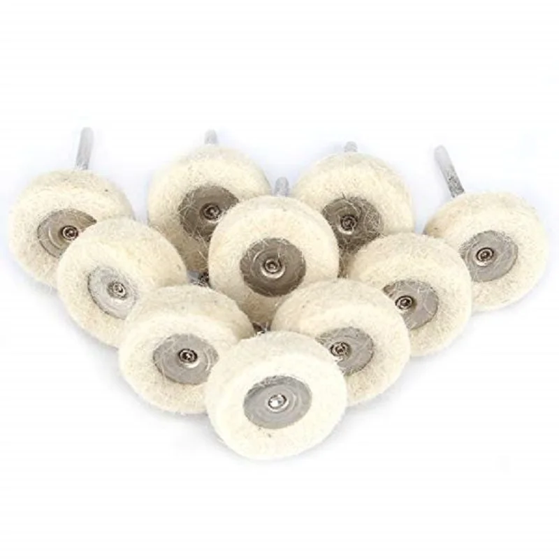

10Pcs 1 Inch 25mm Cotton Abrasive Buffing Wheel Set Wool Felt Polishing Wheels Brush 1/8'' Shank Rotary Tools For Watch Jewelry