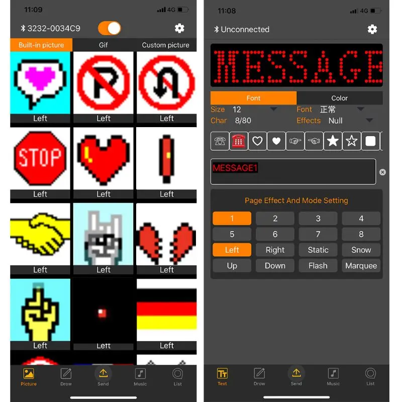Полноцветный беспроводной bluetooth управление через приложение Автомобильный