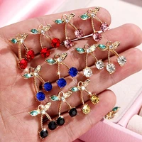 flatfoosie 10pcsset exquisite cherry crystal jewelry accessories fashion multicolor rhinestones jewelry diy earrings necklaces