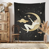 naked beauty moon stars witchcraft tarot brand wall tapestry polyester black polyester bedroom dorm wall carpets wall hanging