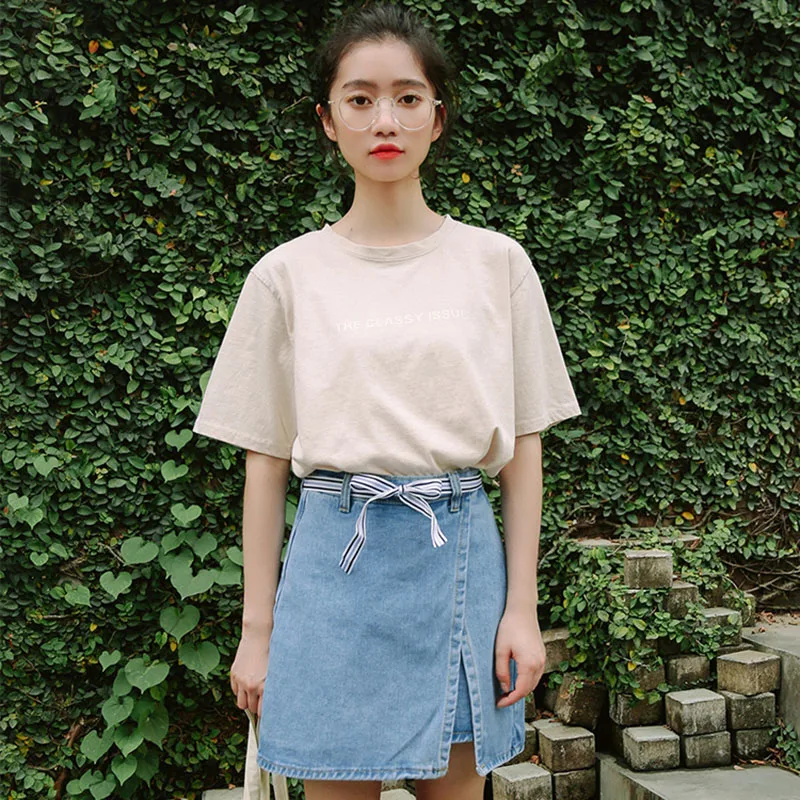 Harajuku винтажная стильная свободная футболка с буквенным принтом для женщин