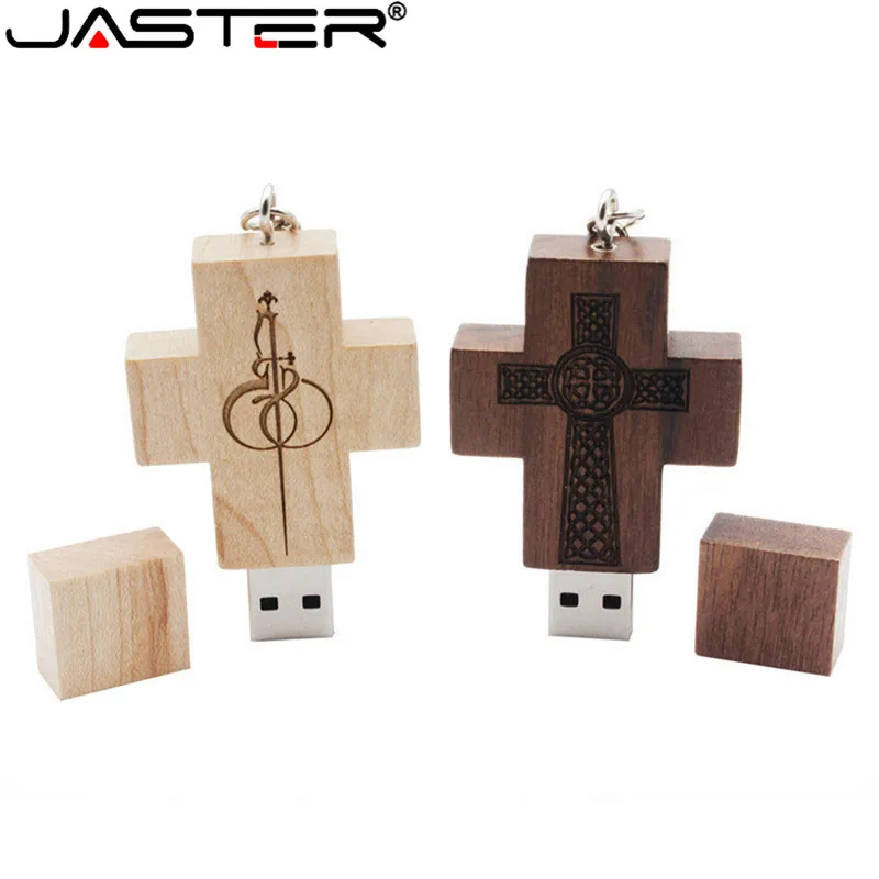 JASTER заказной usb-накопитель в виде деревянного Креста флэш-накопитель флеш-накопитель usb 2,0 4 ГБ 8 ГБ 16 ГБ 32 ГБ 64 ГБ модный подарок логотип на заказ