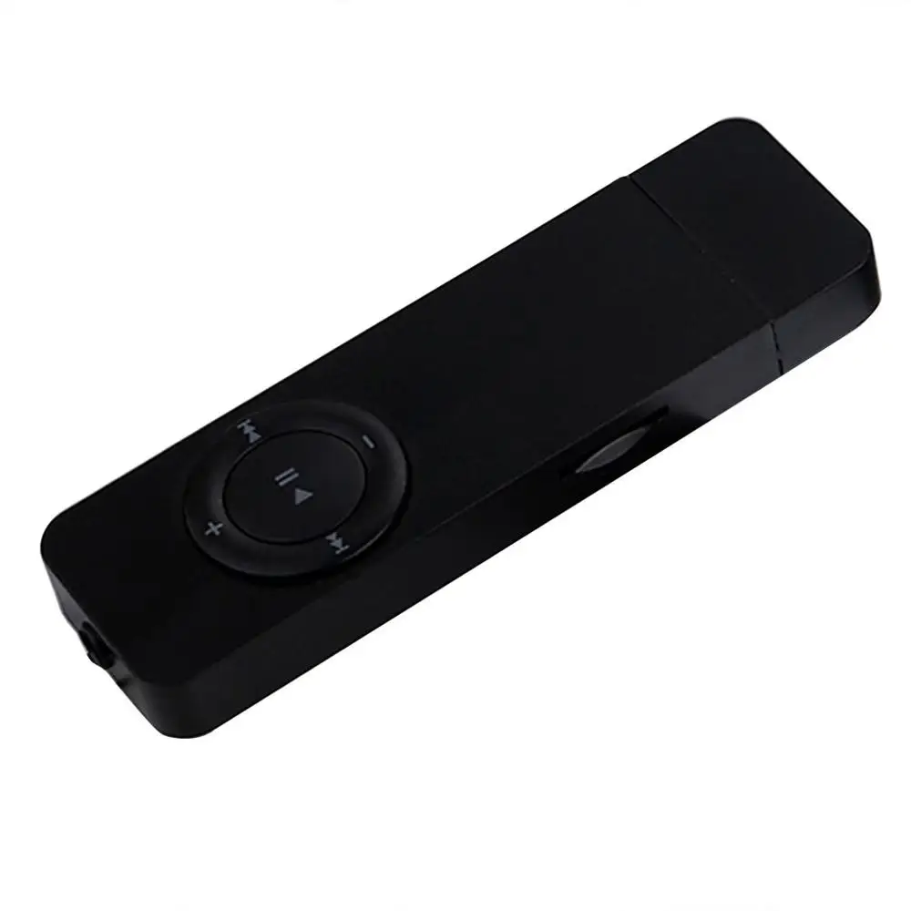 Черный Тонкий легкий портативный USB Спорт U диск мини Mp3 музыкальный плеер Поддержка 32 Гб TF карта Лучший подарок - Цвет: Черный