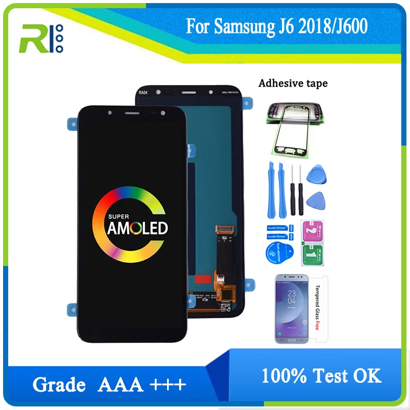 

Super AMOLED для Samsung Galaxy J6 2018 J600 J600F J600Y ЖК-экран дисплей и сенсорная стеклянная панель монтаж