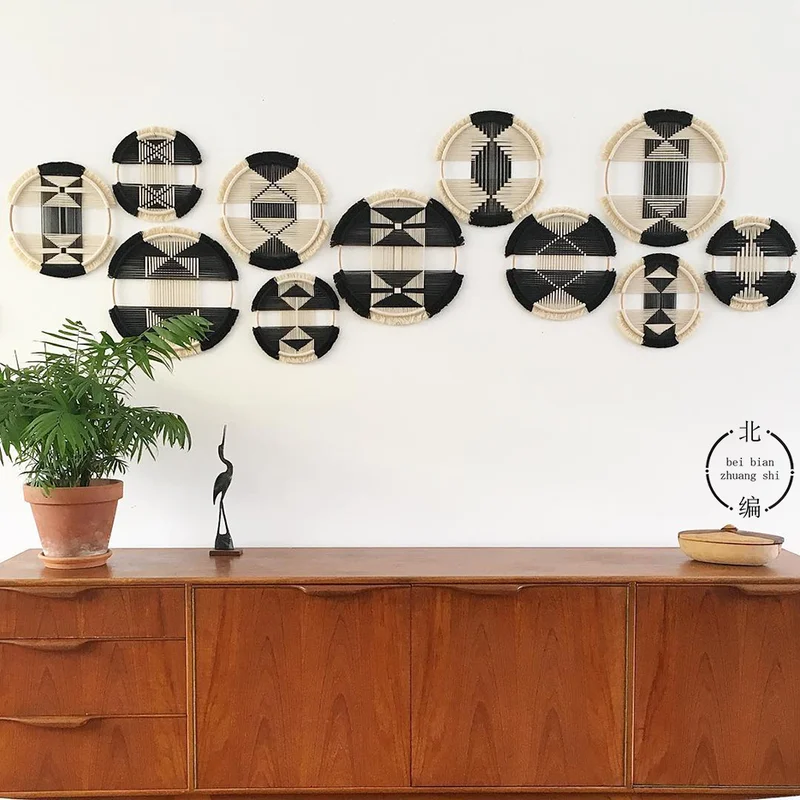 Скандинавский Плетеный макраме настенный богемный Круглый Гобелен ручной