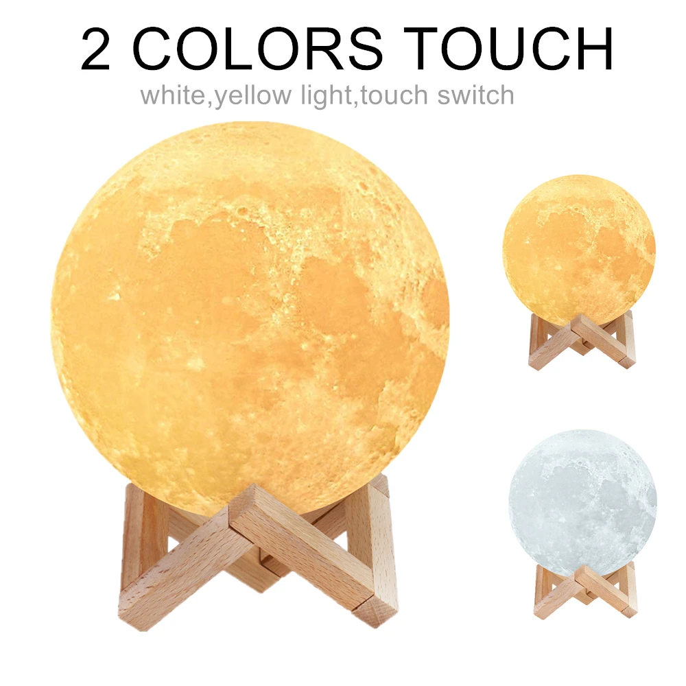 

New Creative 3D Print Galaxy Moon Lamp Led Night Light USB Rechargeable Home Decor Globe Bedroom Lover Children Gift 2022