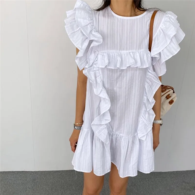 Шикарные платья RUGOD с круглым вырезом и листьями лотоса 2021 модные хлопковые