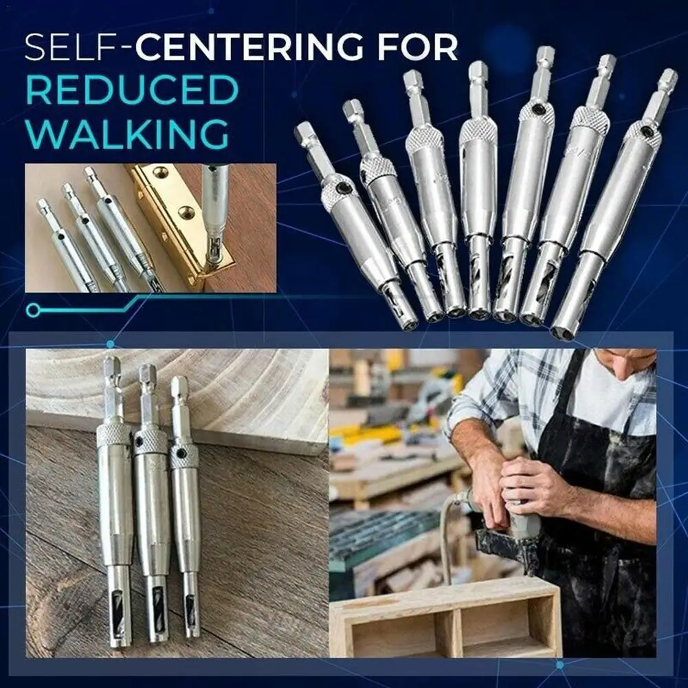 

8 шт./компл. саморегулируемые биты из быстрорежущей стали, шарнирные шестигранные сверла, дверной шкаф, деревообрабатывающий позиционирующ...